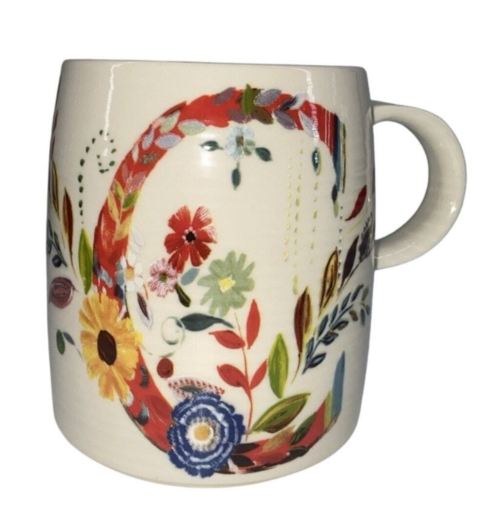 Anthropologie - C, Mug Starla M Halfmann Gorgeous Floral Palette Monogram